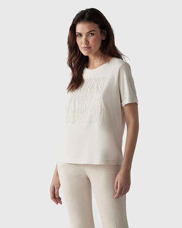 Хлопковая футболка с золотистым принтом