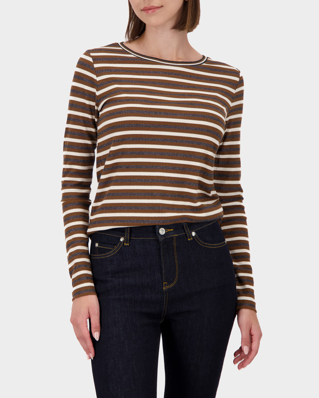 Полосатый лонгслив из трикотажа в рубчик