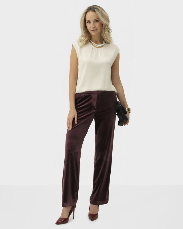 Брюки прямого силуэта Mona из эластичного бархата