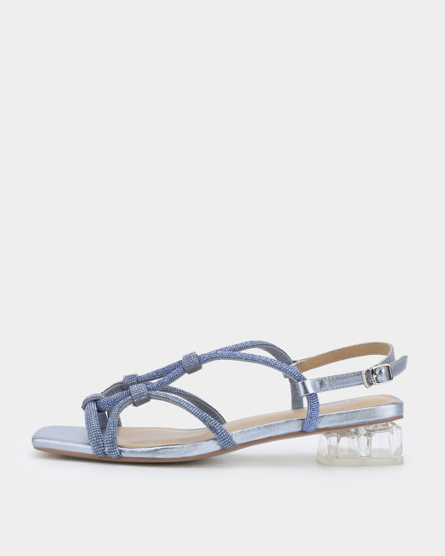 Босоножки со стразами на прозрачном каблуке