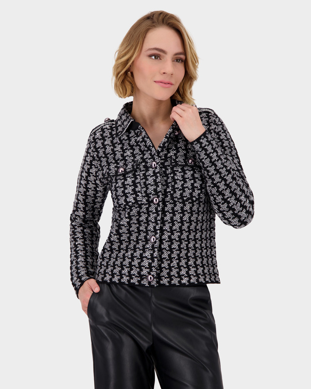 Жакет из жаккардового трикотажа с узором пье-де-пуль, люрексом и микропайетками