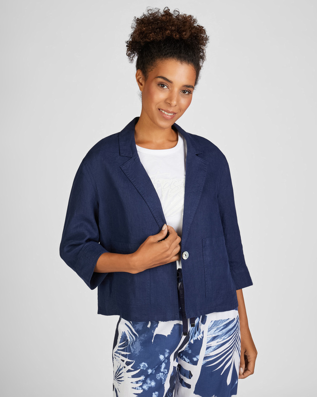 Однобортный блейзер прямого кроя из 100% льна