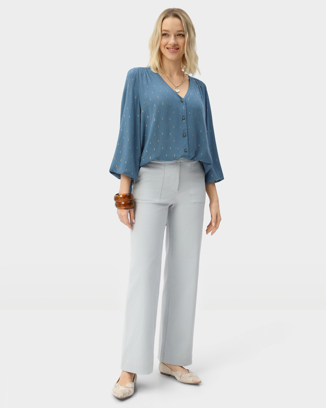 Брюки прямого кроя из эластичной хлопковой ткани