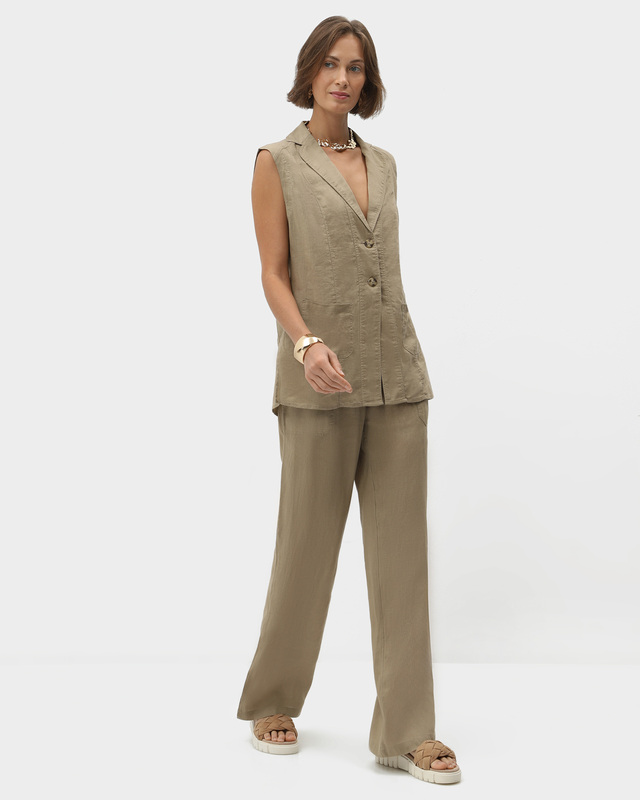 Брюки прямого кроя с эластичным поясом