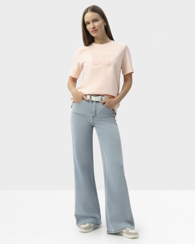 Джинсы широкого кроя с вышивкой