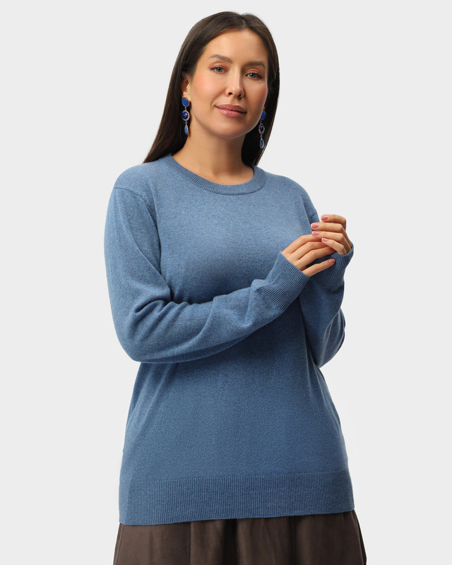 Пуловер прямого кроя из кашемира с круглым вырезом