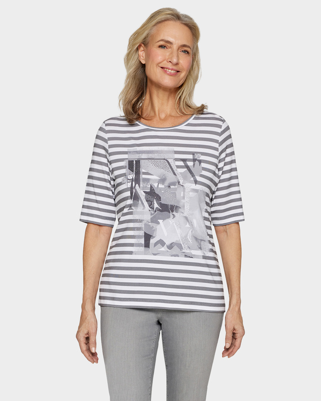 Футболка в горизонтальную полоску с абстрактным принтом