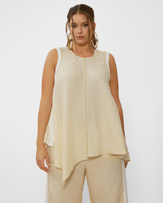 Туника без рукавов из вискозы и льна