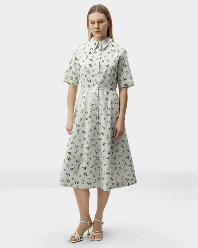 Расклешенное платье-рубашка из хлопка 7990₽