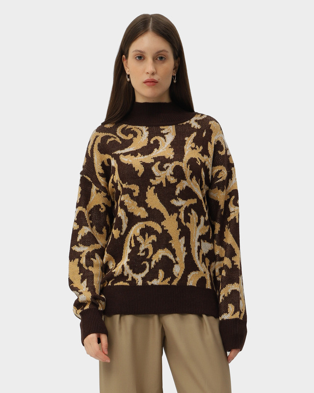 Свитер с жаккардовым узором и воротником-стойкой